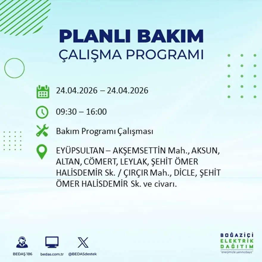 İstanbul'un birçok ilçesinde elektrik kesintisi yaşanacak. Tam 18 ilçe elektriksiz kalacak, 9 saat sürecek 14