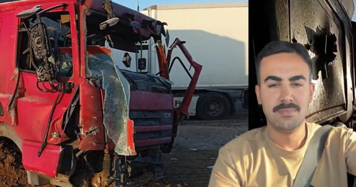 İran'da Türk TIR şoförüne mezar olan TIR görüntülendi