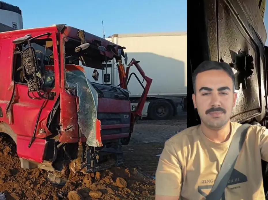 İran'da Türk TIR şoförüne mezar olan TIR görüntülendi