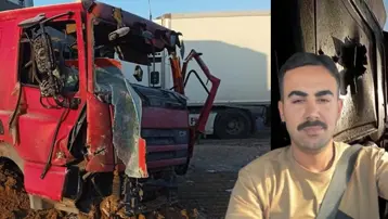 İran'da Türk TIR şoförüne mezar olan TIR görüntülendi