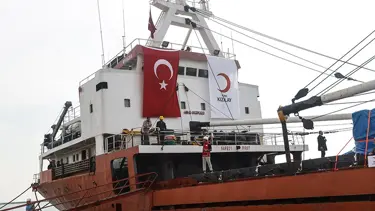 Türkiye'den Gazze'ye yardım. 21. İyilik Gemisi Mersin'den yola çıktı