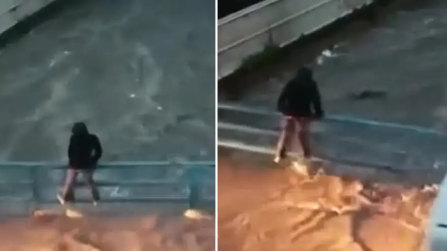 SUYA KAPILMAMAK İÇİN KORKULUĞA TUTUNDU 1 SUYA KAPILMAMAK İÇİN KORKULUĞA TUTUNDU 1