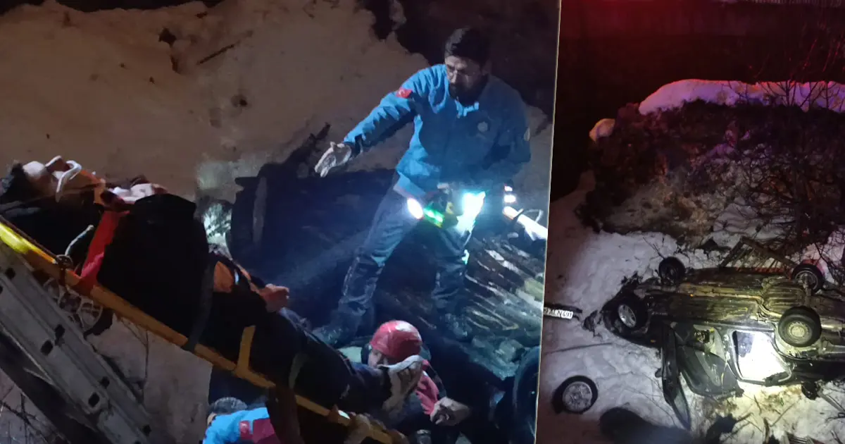 Köprüden uçan araçta 1'i ağır 5 yaralı