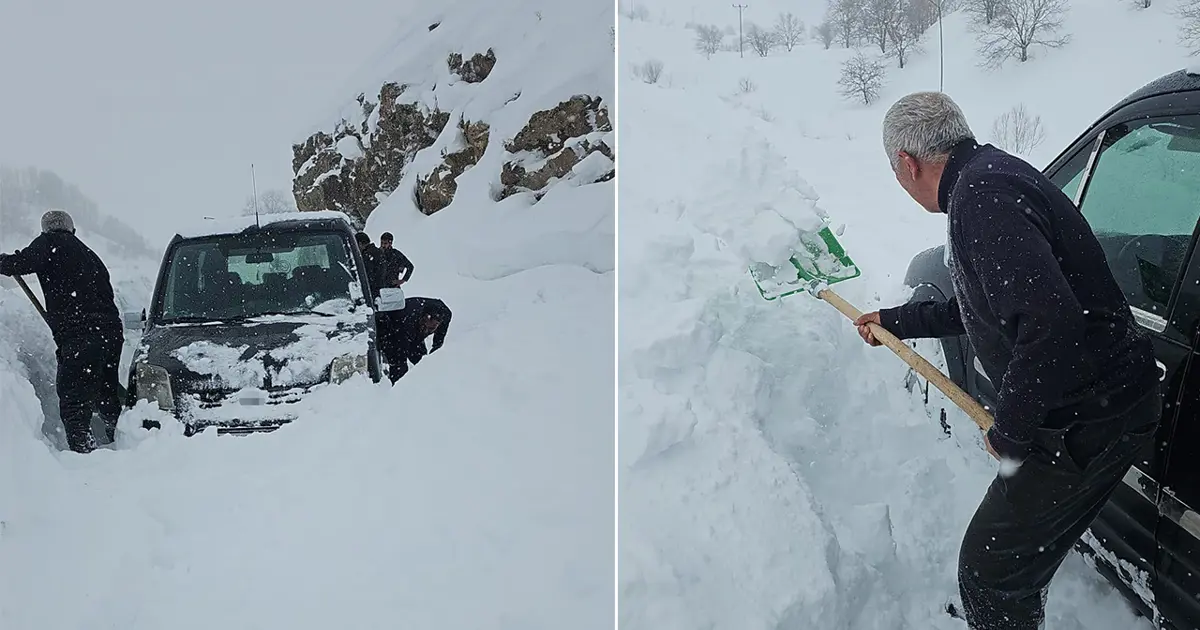 Bahçesaray’da çığ faciası. Araçtaki aile ölümden döndü