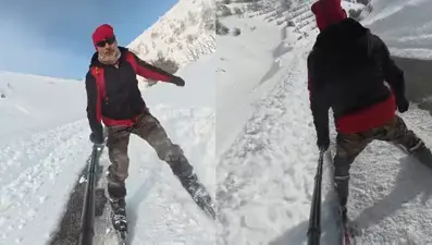 Kayağa gidemediler ama Palandöken'i ayaklarına getirdiler. Köy yolunu piste çevirdiler