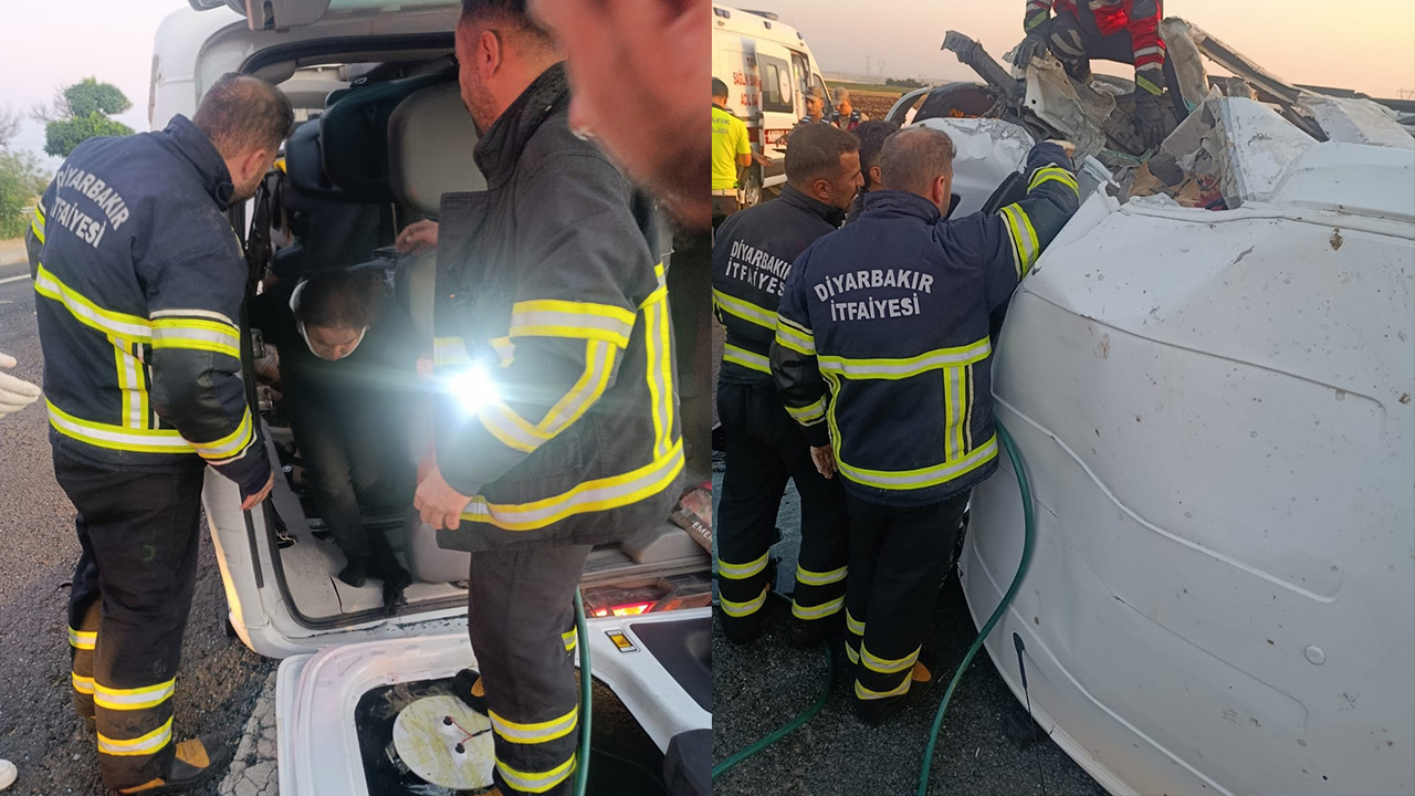 Diyarbakır'da yolcu minibüsü kaza yaptı. İki ölü, altı yaralı