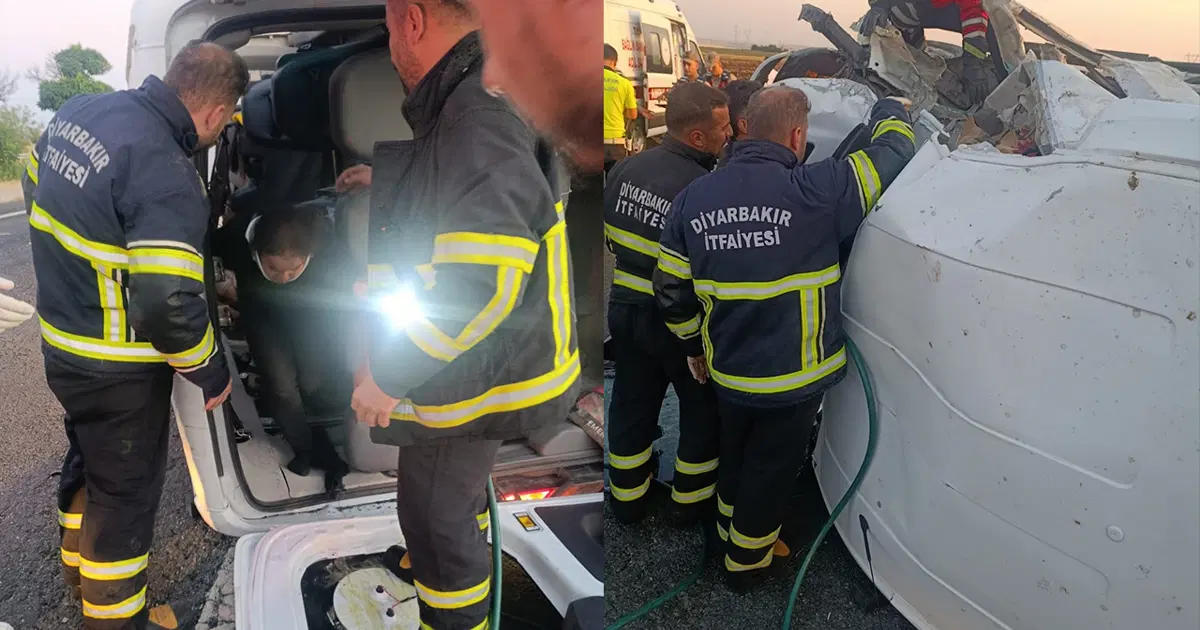Diyarbakır'da yolcu minibüsü kaza yaptı. İki ölü, altı yaralı