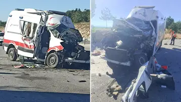 Kütahya'da feci kaza. Ambulans TIR'a çarptı, hasta can verdi
