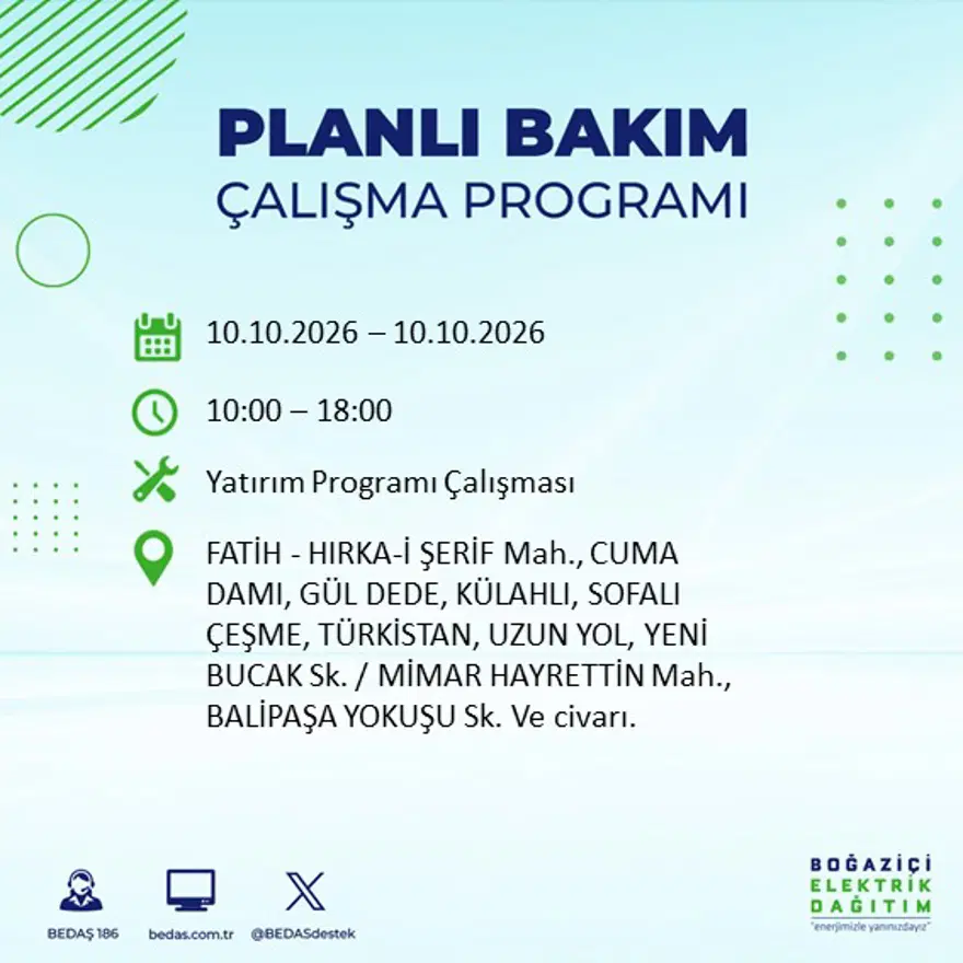 BEDAŞ elektrik kesintisi için uyardı: 15 ilçede elektrik kesintisi yaşanacak, 8 saat sürecek 5 BEDAŞ elektrik kesintisi için uyardı: 15 ilçede elektrik kesintisi yaşanacak, 8 saat sürecek 5