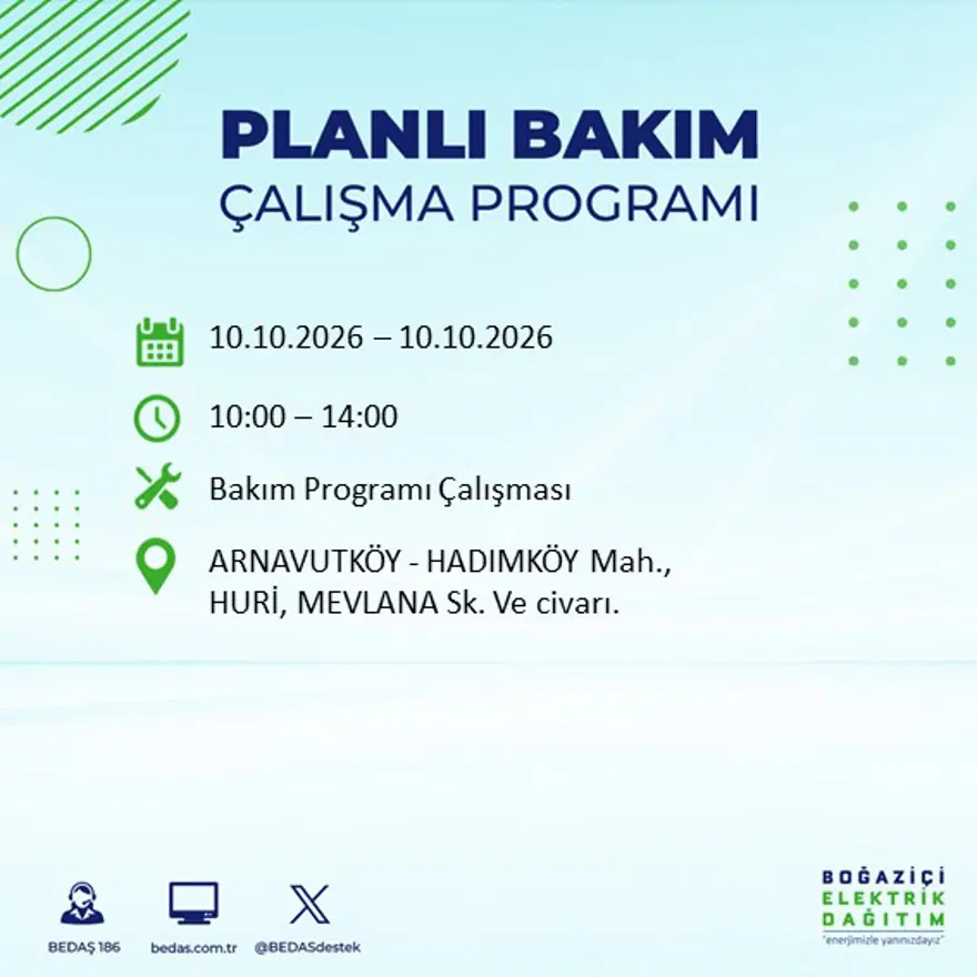BEDAŞ elektrik kesintisi için uyardı: 15 ilçede elektrik kesintisi yaşanacak, 8 saat sürecek 22 BEDAŞ elektrik kesintisi için uyardı: 15 ilçede elektrik kesintisi yaşanacak, 8 saat sürecek 22
