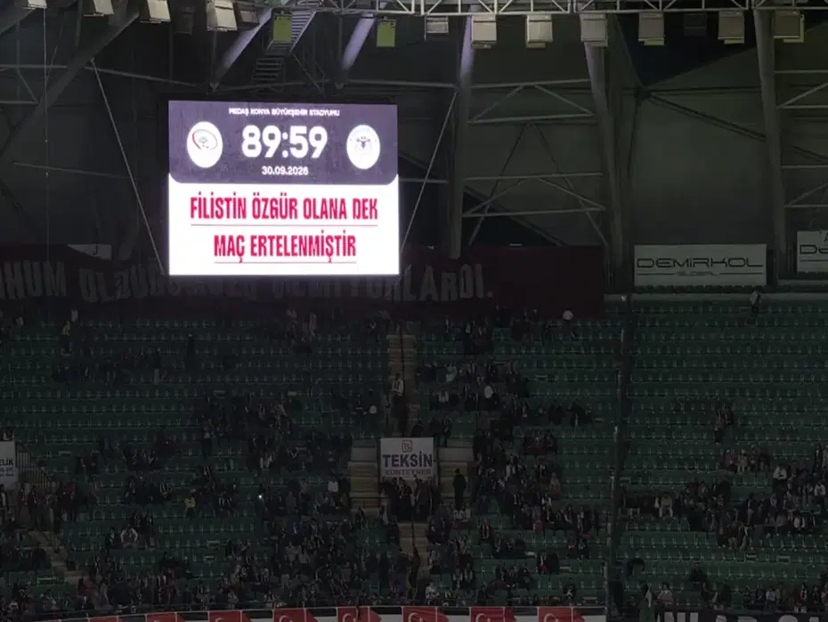 Konya'da Filistin için oynadılar. Dünyaya en anlamlı mesajı skorboarddan verdiler