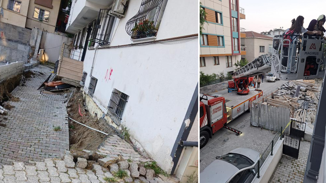 İstanbul Küçükçekmece'de inşaat çalışması sırasında bahçe çöktü, 29 kişi tahliye edildi