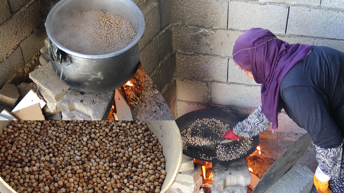 Sırrı sabırlı olmakta saklı. Kızgın kumda hiç durmadan karıştırılıyor