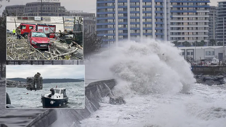 İstanbul'da lodos kabusu. Ağaçlar ve tekneler devrildi, dev dalgalar sahilleri dövdü