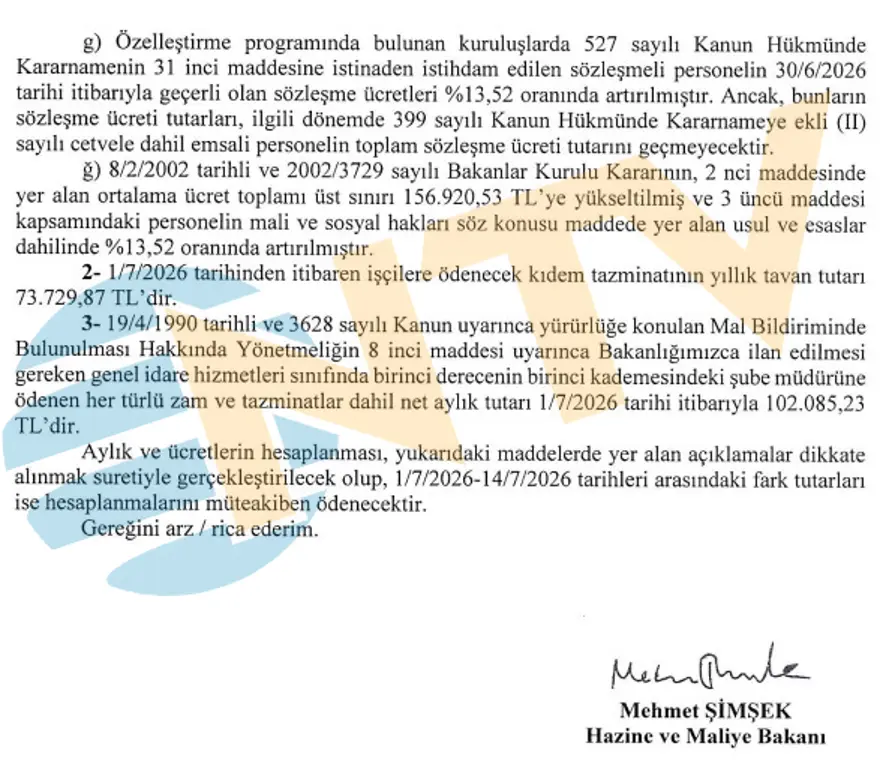 Emekli, memur, sözleşmeli personel, çalışan ve askere gidecekleri ilgilendiriyor, 6 ay geçerli olacak, Bakan Şimşek imzaladı 10