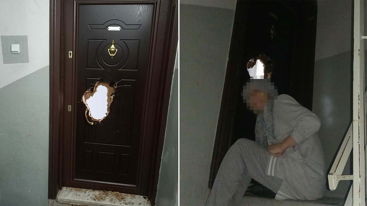 Komşusunun kapısını matkapla kırdı