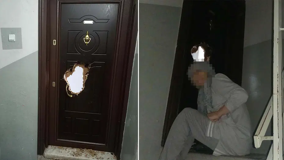 Komşusunun kapısını matkapla kırdı