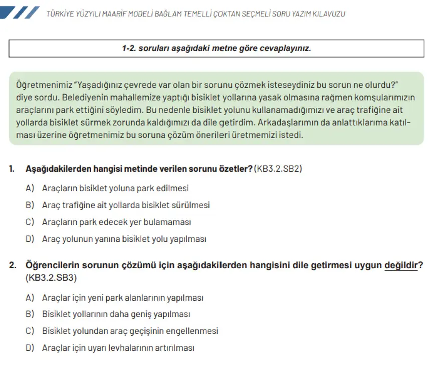 MEB ÖRNEK SORULARI YAYIMLADI 5