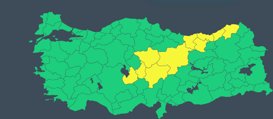 10 İL İÇİN SARI KODLU KAR UYARISI 3