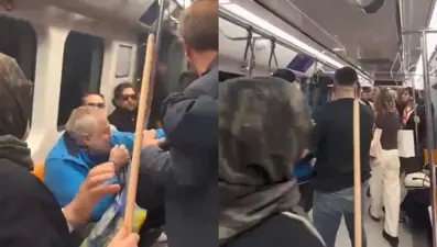 Sarıyer'de metroda küfürlü tezahürat kavgası. Yolcuyu döven 2 kişi yakalandı 