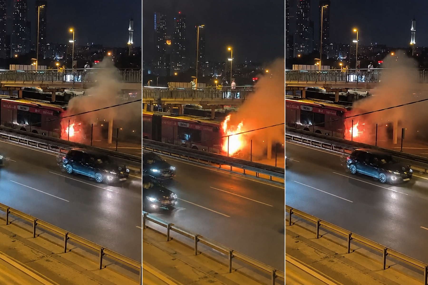 Seyir halindeki metrobüste yangın çıktı