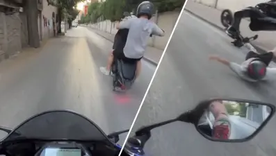 Tek teker üzerinde feci kaza