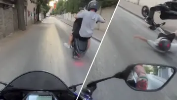 Tek teker üzerinde feci kaza