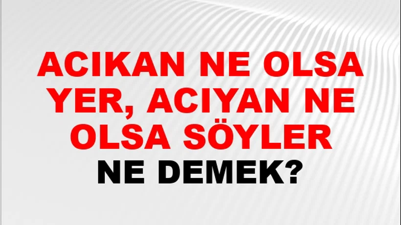 Acıkan Ne Olsa Yer, Acıyan Ne Olsa Söyler Acıkan Ne Olsa Yer, Acıyan Ne Olsa Söyler