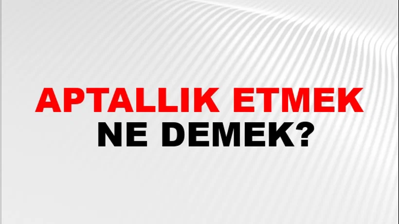 Aptallık Etmek Aptallık Etmek