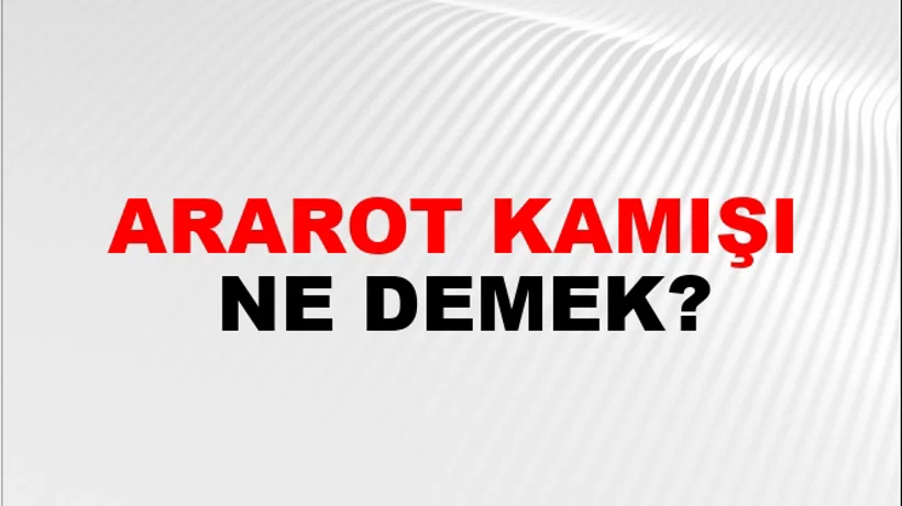 Ararot Kamışı Ararot Kamışı