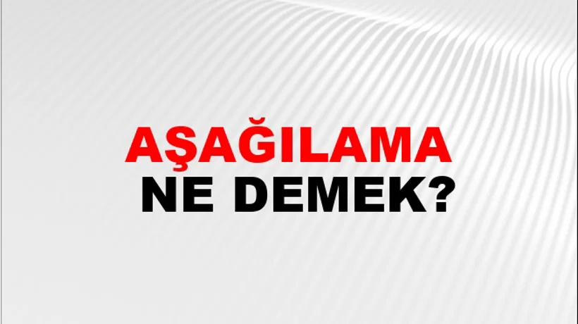Aşağılama Aşağılama