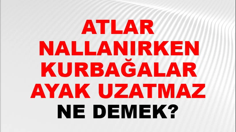 Atlar Nallanırken Kurbağalar Ayak Uzatmaz Atlar Nallanırken Kurbağalar Ayak Uzatmaz