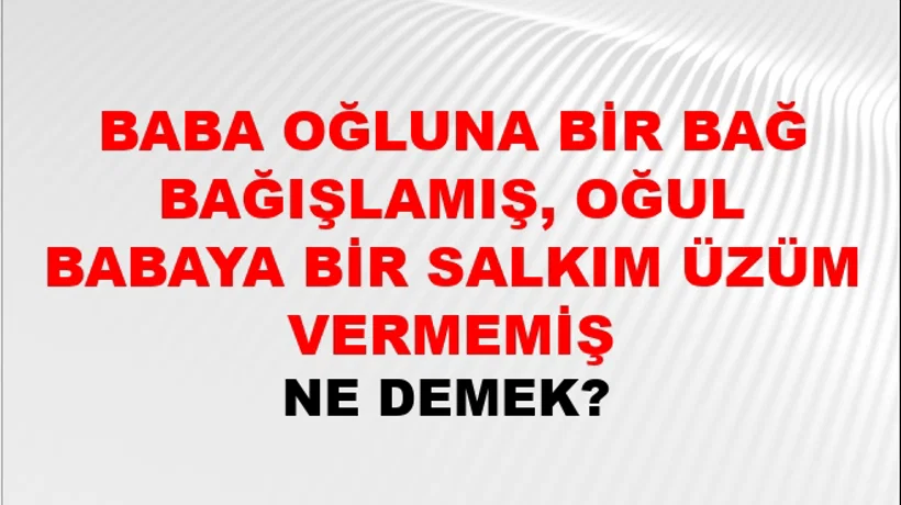 Baba Oğluna Bir Bağ Bağışlamış, Oğul Babaya Bir Salkım Üzüm Vermemiş Baba Oğluna Bir Bağ Bağışlamış, Oğul Babaya Bir Salkım Üzüm Vermemiş