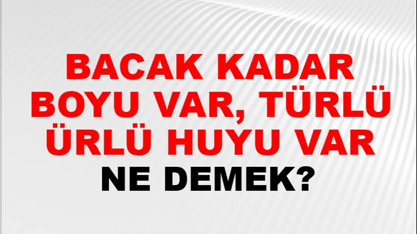 Bacak Kadar Boyu Var, Türlü Türlü Huyu Var Bacak Kadar Boyu Var, Türlü Türlü Huyu Var