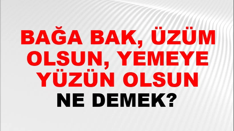 Bağa Bak, Üzüm Olsun, Yemeye Yüzün Olsun Bağa Bak, Üzüm Olsun, Yemeye Yüzün Olsun
