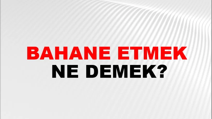 Bahane Etmek Bahane Etmek