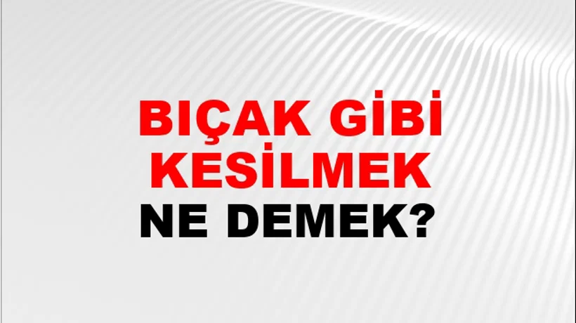 Bıçak Gibi Kesilmek Bıçak Gibi Kesilmek