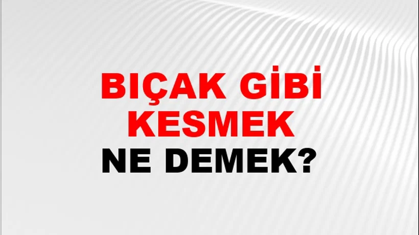 Bıçak Gibi Kesmek Bıçak Gibi Kesmek