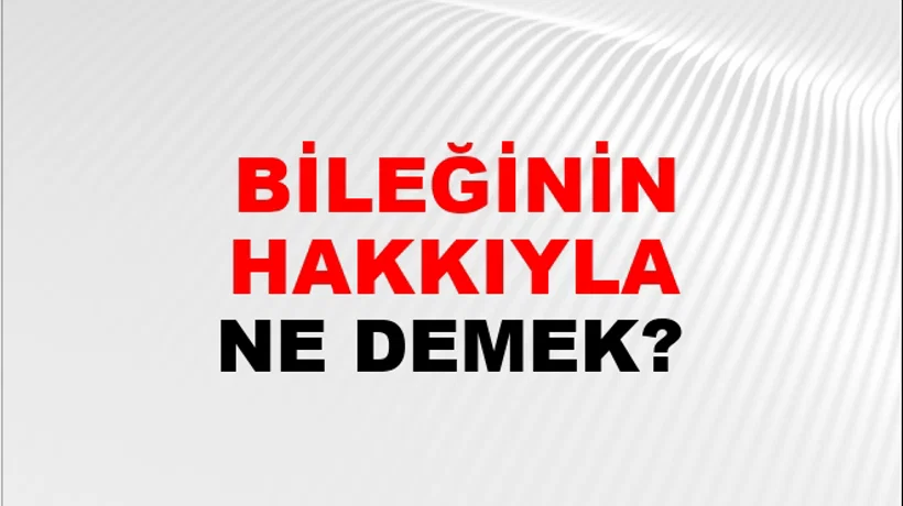 Bileğinin Hakkıyla (Veya gücüyle veya kuvvetiyle veya zoruyla) Bileğinin Hakkıyla (Veya gücüyle veya kuvvetiyle veya zoruyla)