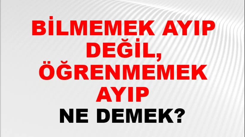 Bilmemek Ayıp Değil, Öğrenmemek Ayıp Bilmemek Ayıp Değil, Öğrenmemek Ayıp