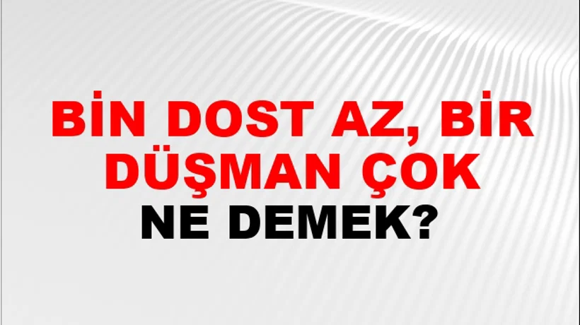Bin Dost Az, Bir Düşman Çok Bin Dost Az, Bir Düşman Çok