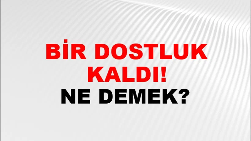Bir Dostluk Kaldı! Bir Dostluk Kaldı!