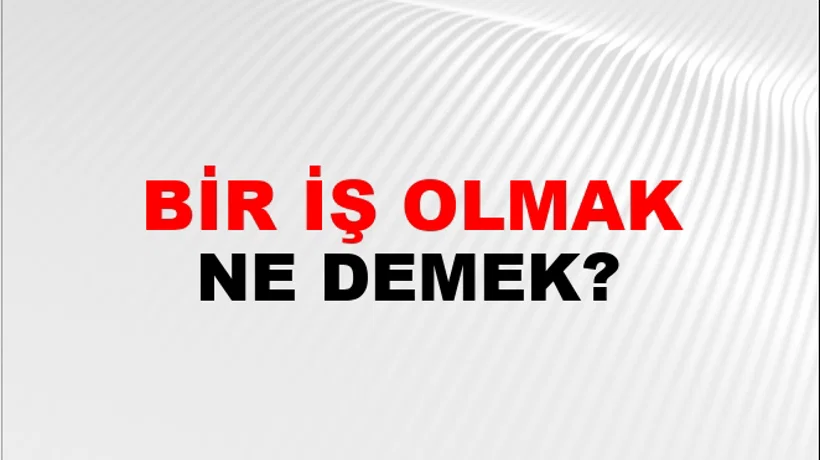 Bir İş Olmak Bir İş Olmak