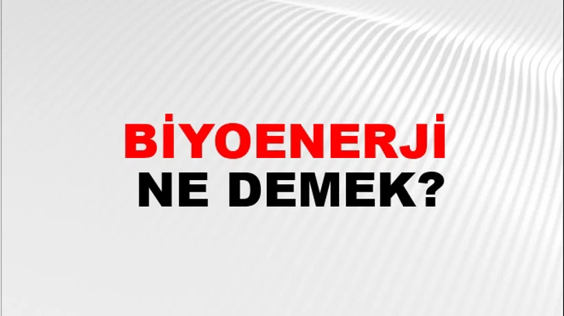 Biyoenerji Biyoenerji