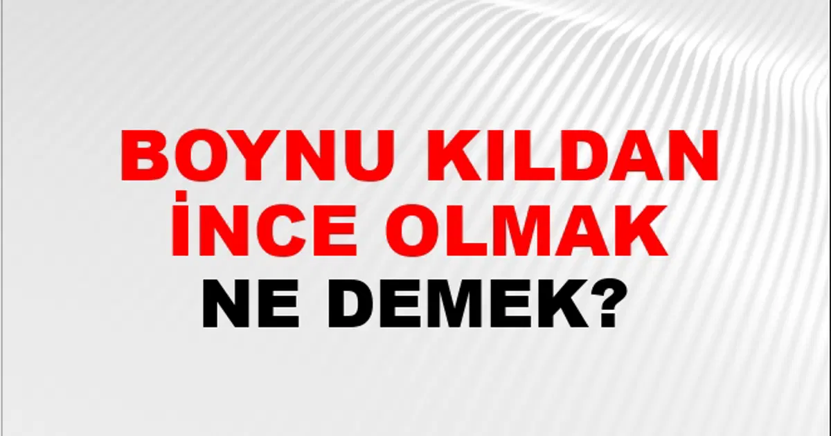 Hivanu Ince Boynu Kıldan İnce Olmak Ne Demek? Boynu Kıldan İnce Olmak Kelimesinin ...