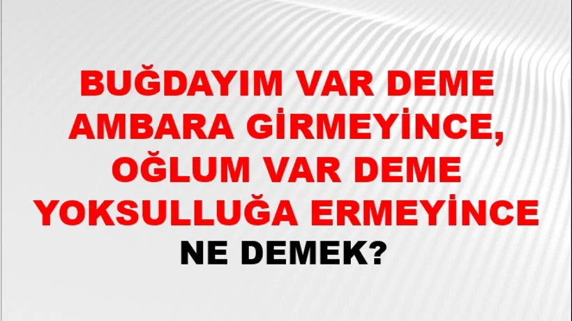 Buğdayım Var Deme Ambara Girmeyince, Oğlum Var Deme Yoksulluğa Ermeyince Buğdayım Var Deme Ambara Girmeyince, Oğlum Var Deme Yoksulluğa Ermeyince