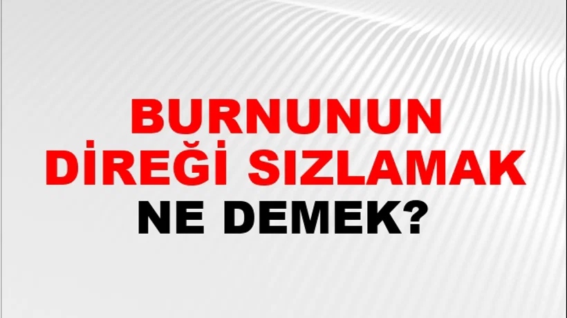 Burnunun Direği Sızlamak Burnunun Direği Sızlamak