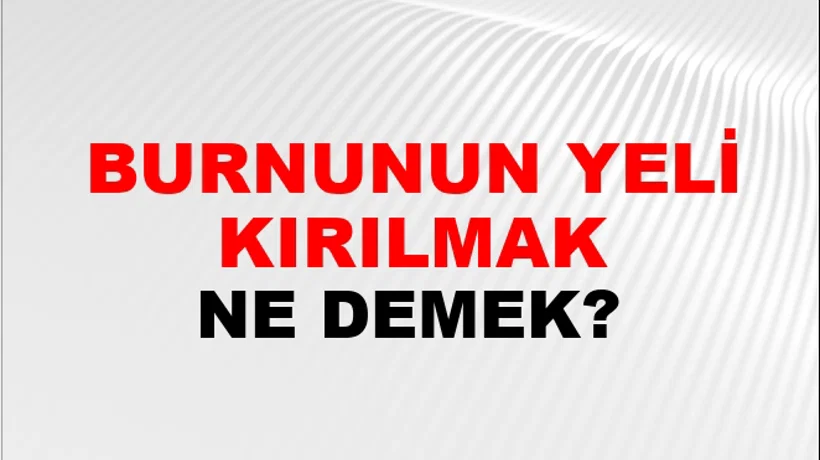 Burnunun Yeli Kırılmak Burnunun Yeli Kırılmak