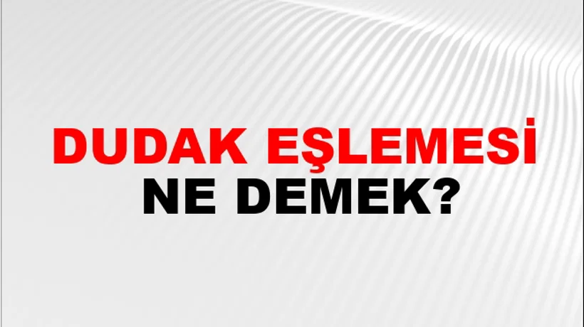 Dudak Eşlemesi Dudak Eşlemesi
