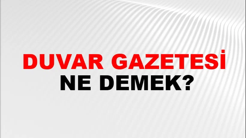 Duvar Gazetesi Duvar Gazetesi